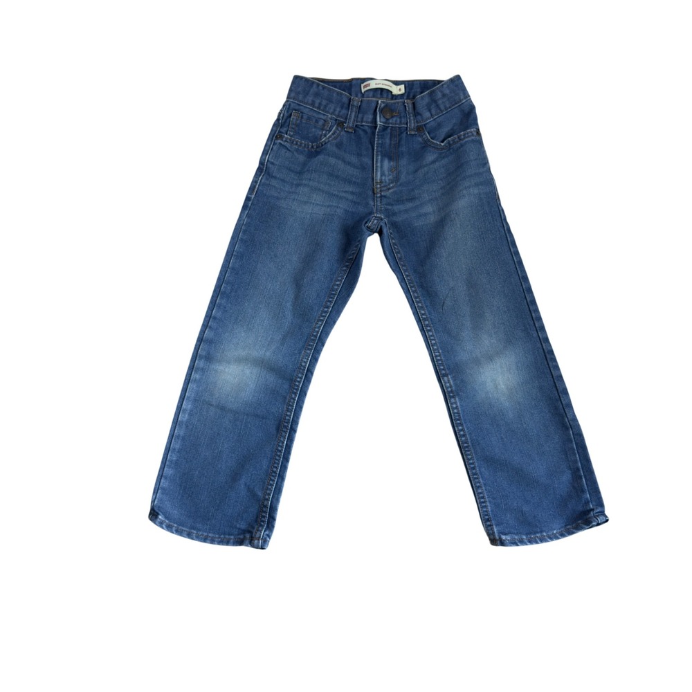 Levis 514 Straight Leg Boys Jeans Size 6 Blue Denim Adjustable Waist